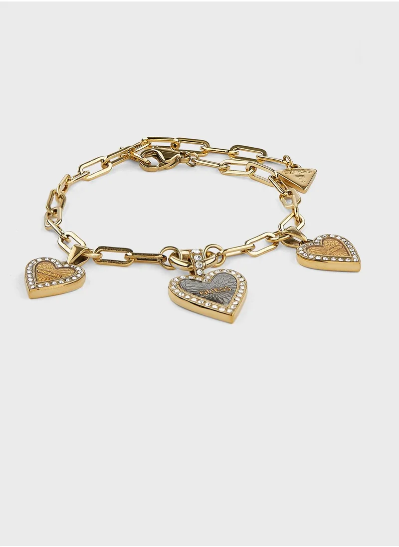 GUESS Triple Heart Paperlink Chain Bracelet