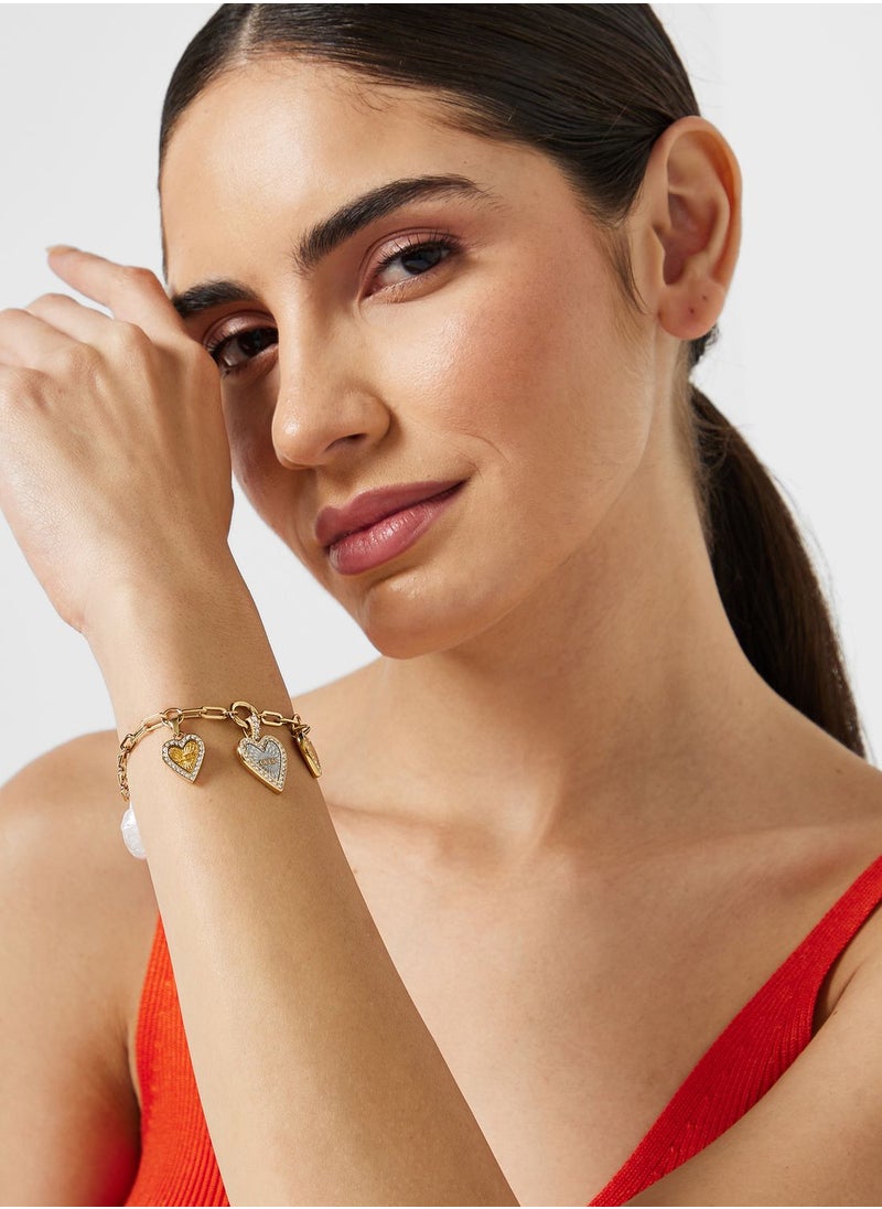 GUESS Triple Heart Paperlink Chain Bracelet  - Image 5