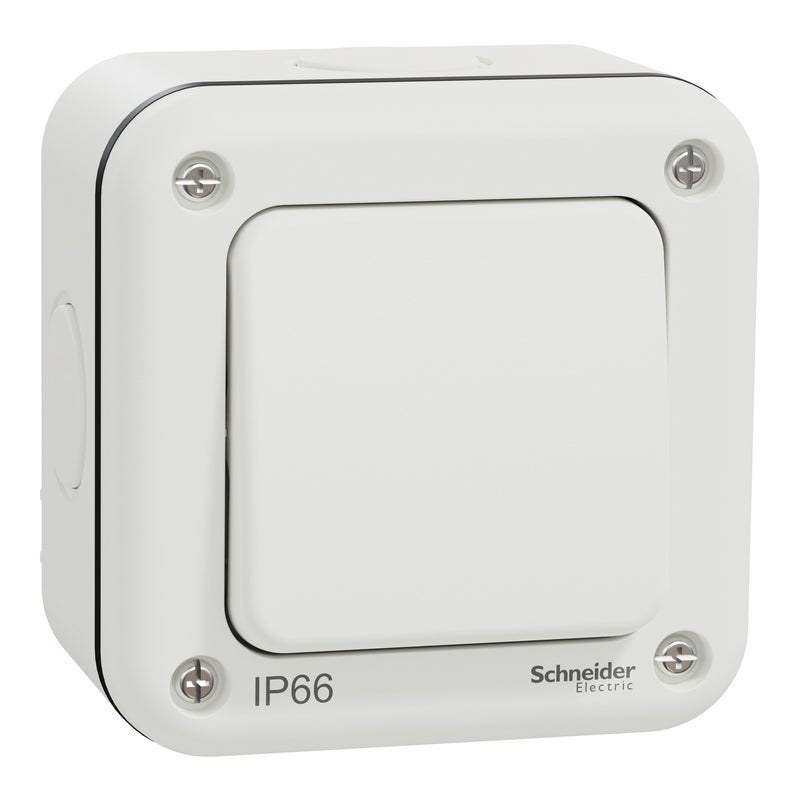 Schneider Electric مفتاح ثنائي الاتجاه 16AX 1 مجموعة IP66 أبيض خارجي مقاوم للعوامل الجوية - MURWP1612_WE - Image 1