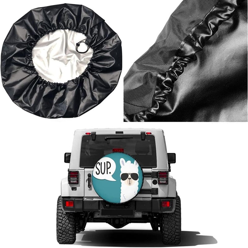 Foruidea Funny Llama Spare Tire Cover Dust-Proof Wheel Tire Cover Fit Trailer, RV, SUV and Many Vehicle 17 Inch - Image 5