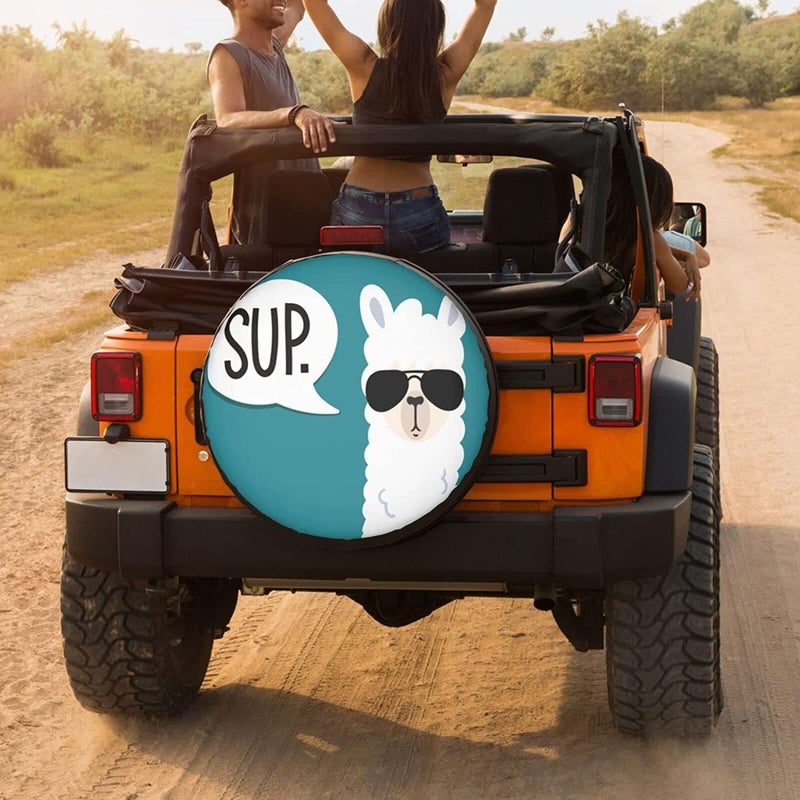 Foruidea Funny Llama Spare Tire Cover Dust-Proof Wheel Tire Cover Fit Trailer, RV, SUV and Many Vehicle 17 Inch - Image 4
