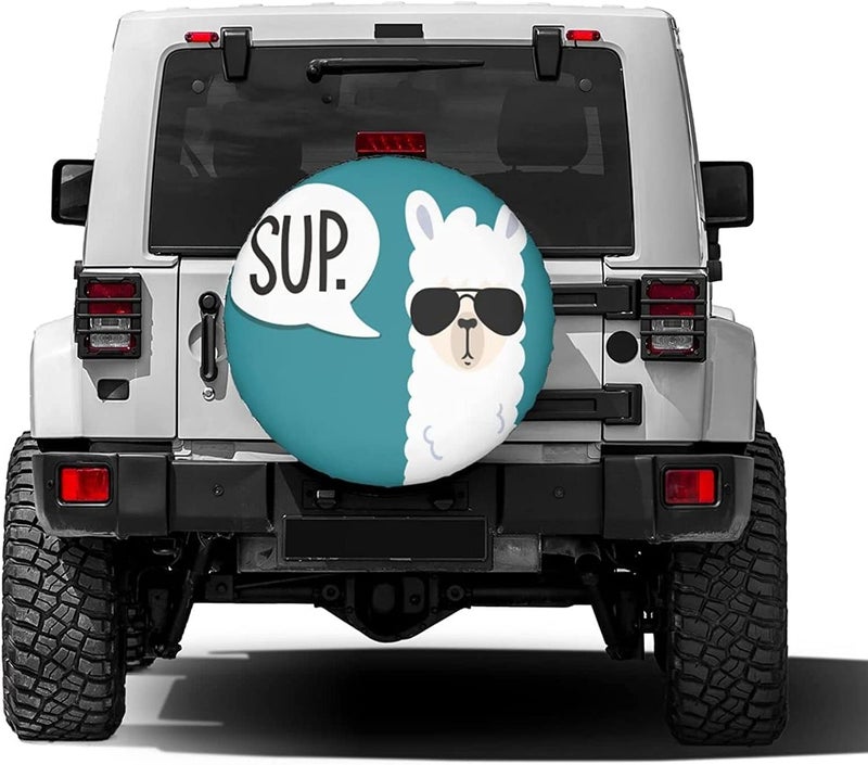 Foruidea Funny Llama Spare Tire Cover Dust-Proof Wheel Tire Cover Fit Trailer, RV, SUV and Many Vehicle 17 Inch - Image 2