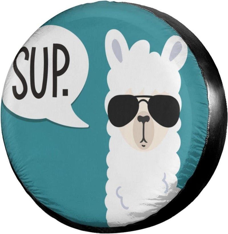 Foruidea Funny Llama Spare Tire Cover Dust-Proof Wheel Tire Cover Fit Trailer, RV, SUV and Many Vehicle 17 Inch - Image 1
