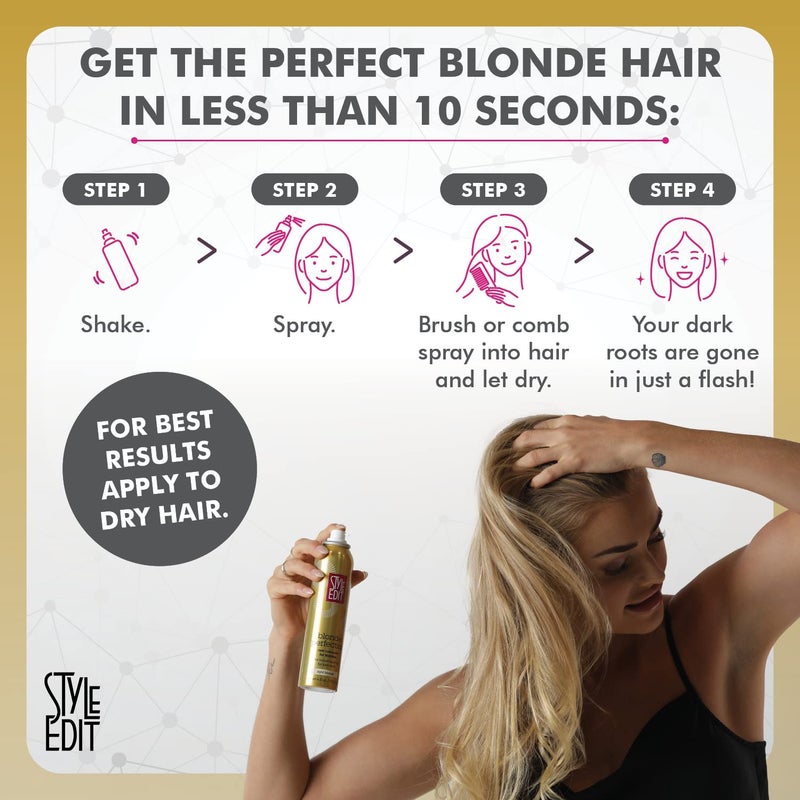 STYLE EDIT Root Touch Up Spray by Style Edit | Temporary Color Concealer for Dark Blonde Highlights and Thinning Hairline | 0.75 oz Travel Size - Image 3