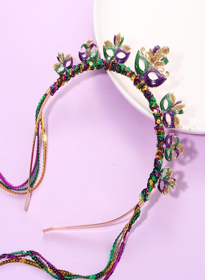 مولوك طوق رأس ماردي غرا من مولوخ، قناع لامع، تاج زهرة الزنبق، طوق شعر ماردي غرا، أغطية رأس كرنفال حروف ماردي غرا، زي الثلاثاء البدين، إكسسوارات شعر، هدايا - Image 5
