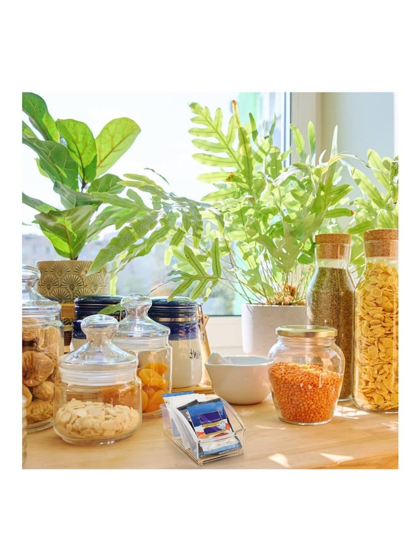 SYOSI 2 Pack Acrylic Tea Packet Organizer, Clear Tea Storage Box for Countertop, Cabinet, Kitchen Pantry, Small Tea Caddy Holder for Beverage Supplies, Sugar, Salt, Sweetened, Spice Pouch - Image 2