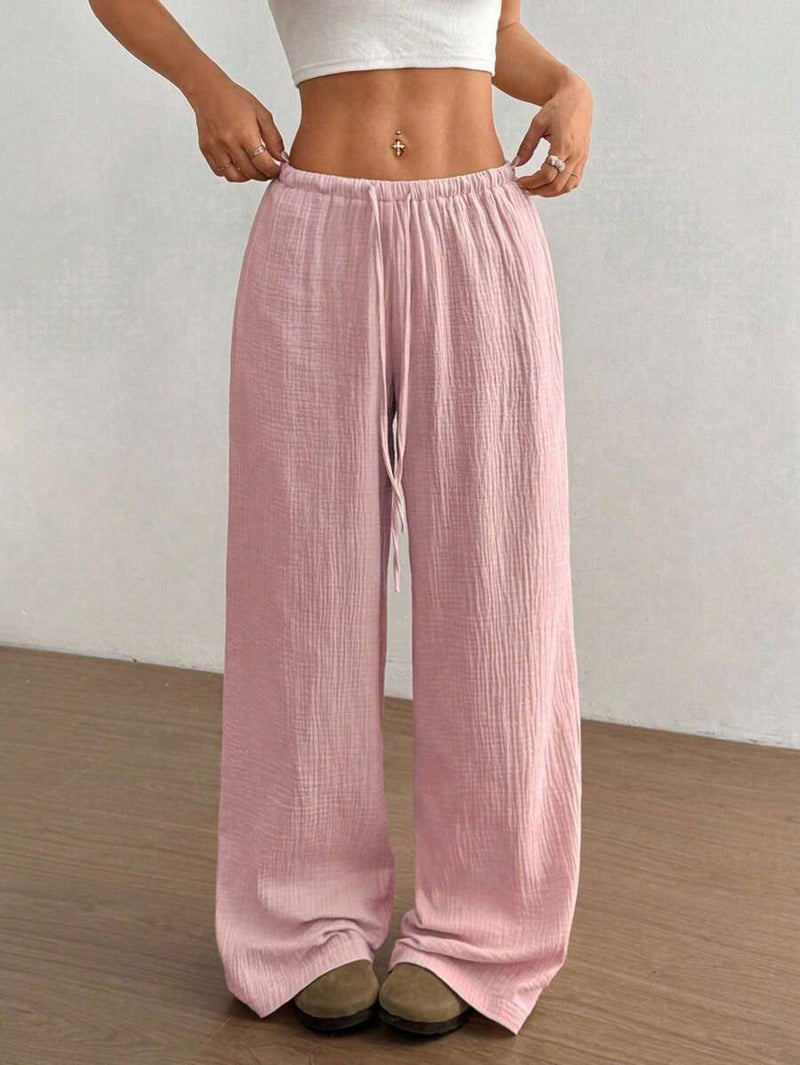 Elegant Women's High-Waist Wide Leg Cotton Pants - Image 1
