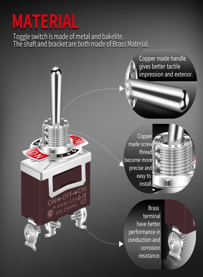 DAIERTEK Waterproof Momentary Toggle Switch 12V Dc 20A Marine Heavy Duty Switch Spdt Rocker 3-Way(On)-Off-(On) 250V Ac 15A with Weatherproof Boot Cover P - Image 4
