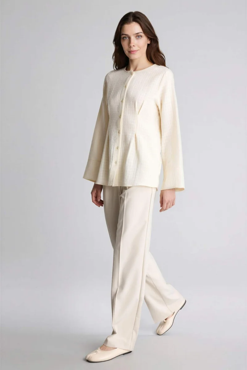 DeFacto Regular Fit Crinkle Fabric Long Sleeve Tunic