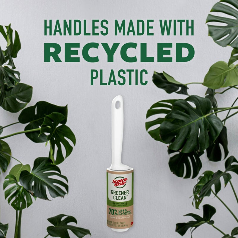 Scotch Brite Scotch-Brite Greener Clean Lint Roller, Reusable Lint Rollers for Clothes, Furniture, and Pet Hair, Tidy Up Fabrics with a More Sustainable Fuzz Remover, 1 Roller, 2 Refills - Image 4