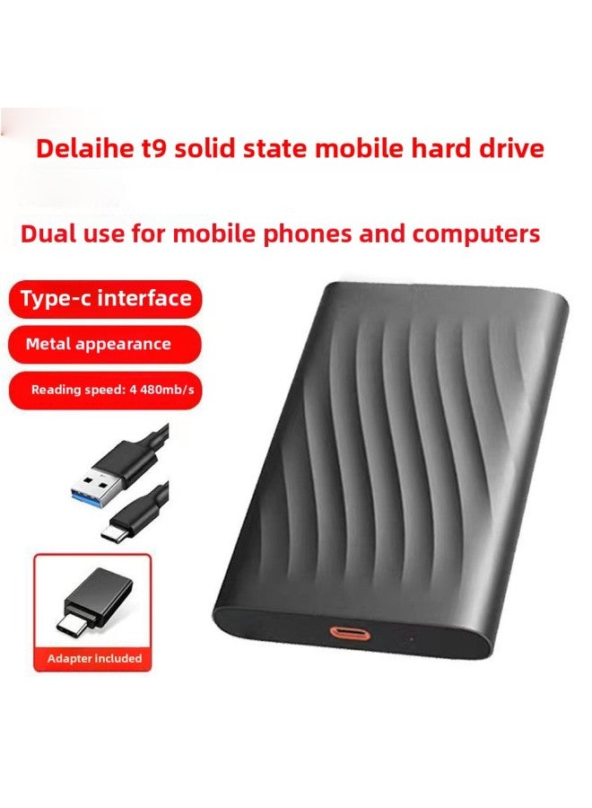 Expansion Mobile Hard Disk Large Capacity Solid State High Speed Transmission Computer SSDT9 Solid State 8TB-Capacity:6TB-Interface:Black - Image 1