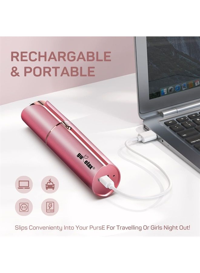 gurelax أداة إزالة شعر الوجه للنساء، ماكينة حلاقة كهربائية قابلة لإعادة الشحن للوجه للسيدات، أفضل أجهزة إزالة شعر الوجه، ماكينة حلاقة شعر الوجه بدون ألم، للشفاه، الشارب، الذقن، مع حقيبة فانيلا من جوريلاكس - Image 1