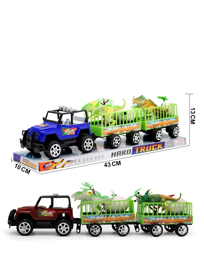 باور 1 قطعة لعبة شاحنة نقل الحيوانات البرية