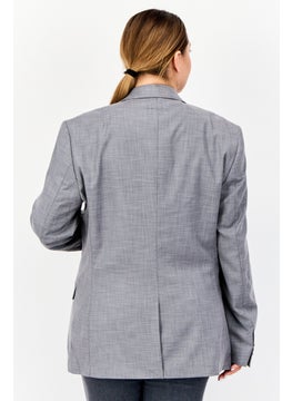 Ben Sherman Women Regular Fit Textured Blazer, Grey  - Image 4