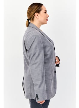Ben Sherman Women Regular Fit Textured Blazer, Grey  - Image 3