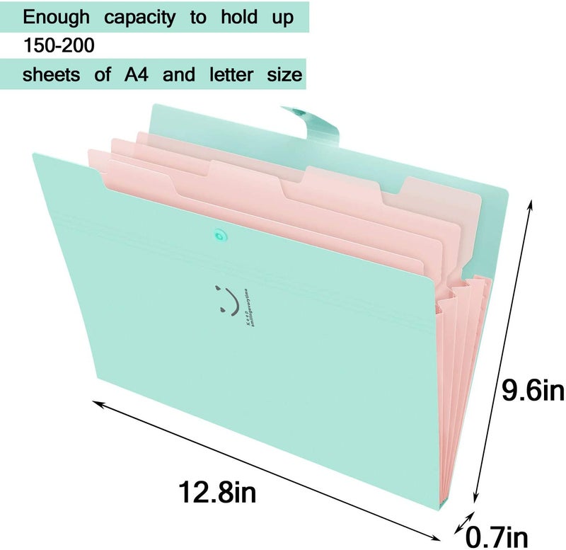 4 Packs Expanding File Folder with 32 Labels,5 Pockets A4 Letter Size Accordion Folder Paper Organizer for School and Office - Image 3
