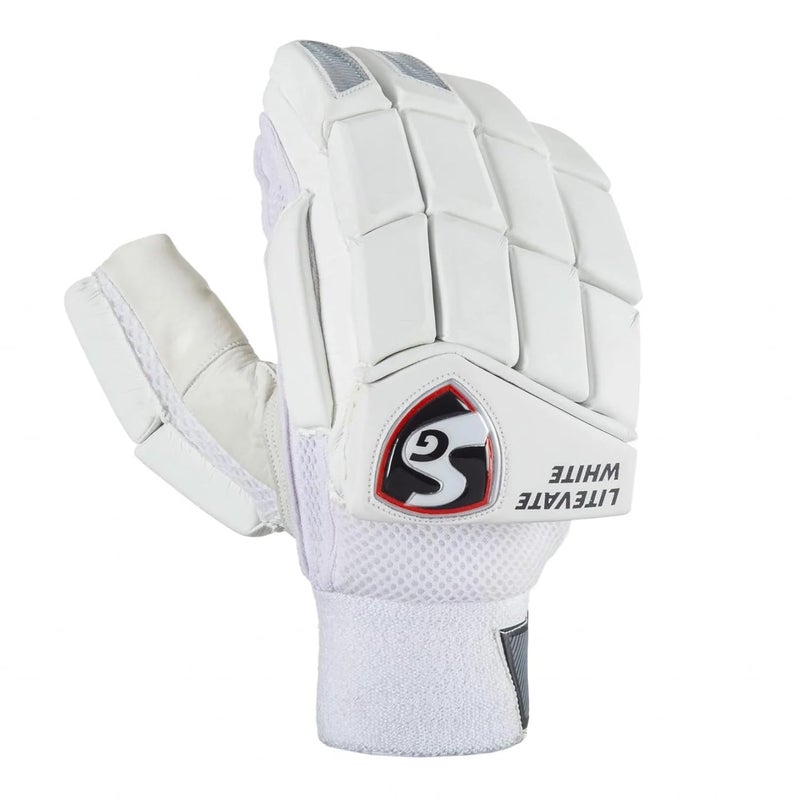 SG Cotton, Leather LITEVATE White RH Cricket Batting Gloves - Image 2