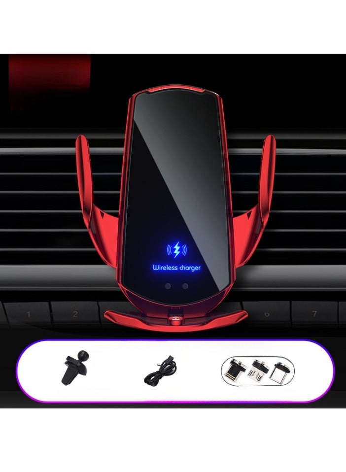 AROAQ Smart Sensor Car Wireless Charger, Stable Fast Charging Car Mobile Phone Holder, Auto-clamping And Rotating Car Phone Holder Mount Air Vent Phone Holder, ( Red) - Image 1