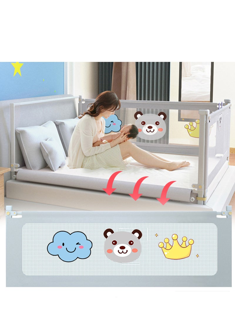 Bed Rail Guard Barrier For Baby, 200 X 98 CM, Adjustable Height & Foldable Safeguard Bed Rails  - Image 1