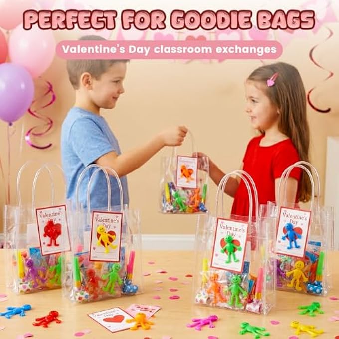 POPLAY 60PCS Smile Face Bendable Man, Stretchy Figures Party Favors Gooey Bendy Fidget Toys for Stress Relief, Valentine Goodie Bag Stuffers, Classroom Exchange Prizes - Image 2