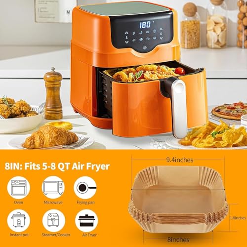 ReLuien Air Fryer Liners 200Pcs, 8.7" Square Parchment Paper Liner for Air Fryer, Baking, Roasting and Microwave, Non-Stick Disposable Airfyer Liners Accessories - Image 3