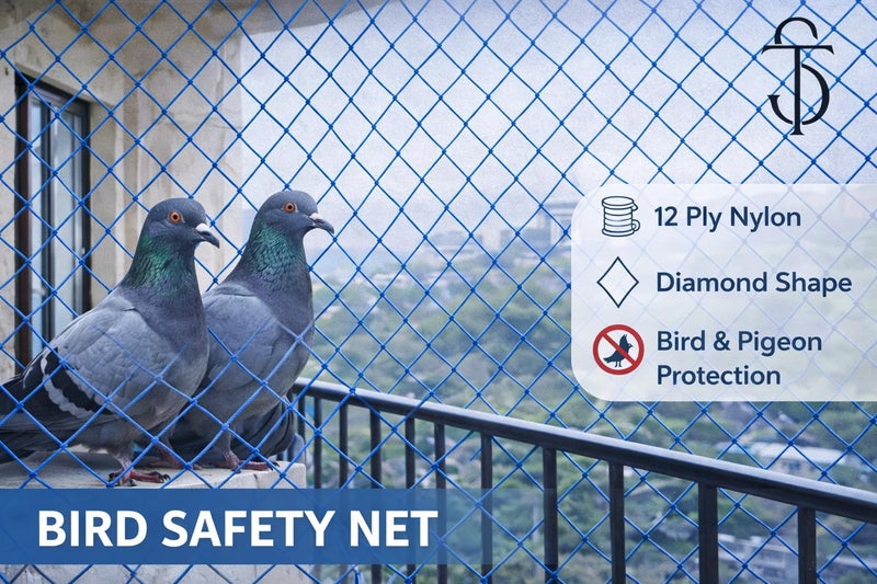 SR TRENDS Bird & Pigeon Safety Net for Balcony | Nylon Protection| 12Ply | (Blue, 20 x 30 FT) - Image 4