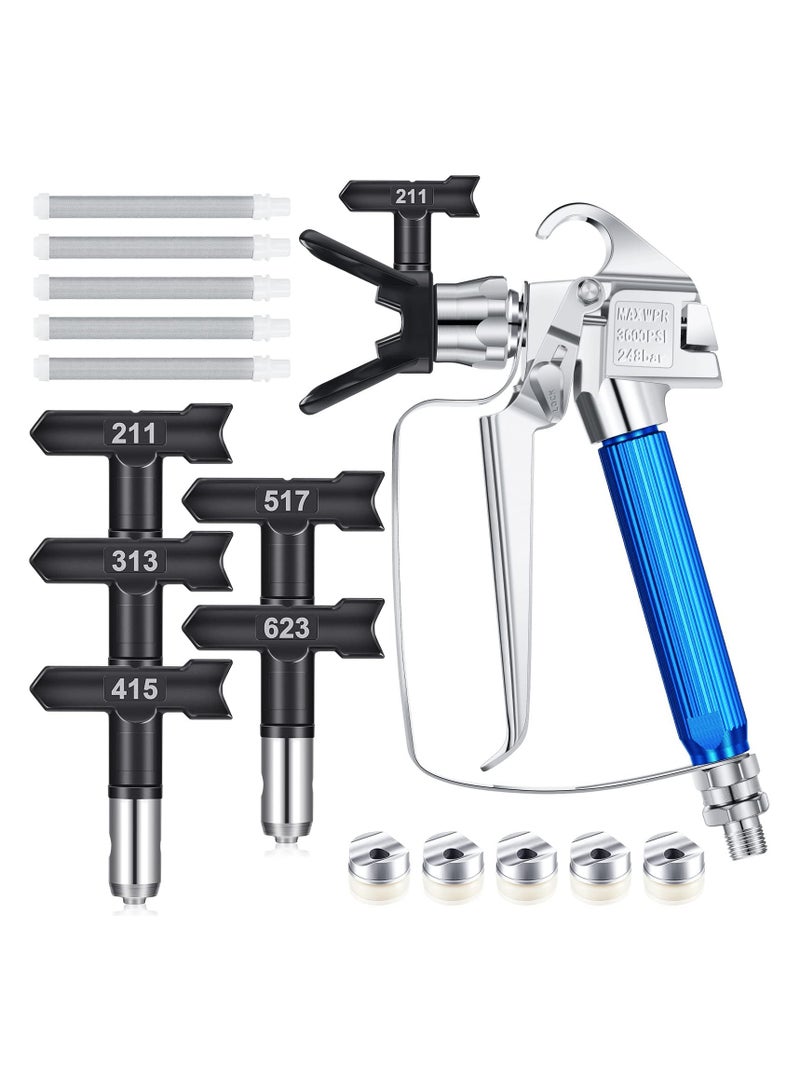 Professional Airless Paint Sprayer Gun Set with 5 Spray Tips and Filters, Complete 12-Piece Accessory Kit for Smooth Finishes - Image 1