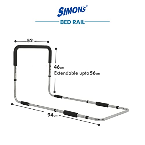 Simon's Steel Chrome Plated bedrail with Foam Grip for Adult Bed Safety Grab bar for Bed Assist Hand Rail for Elderly - Image 2