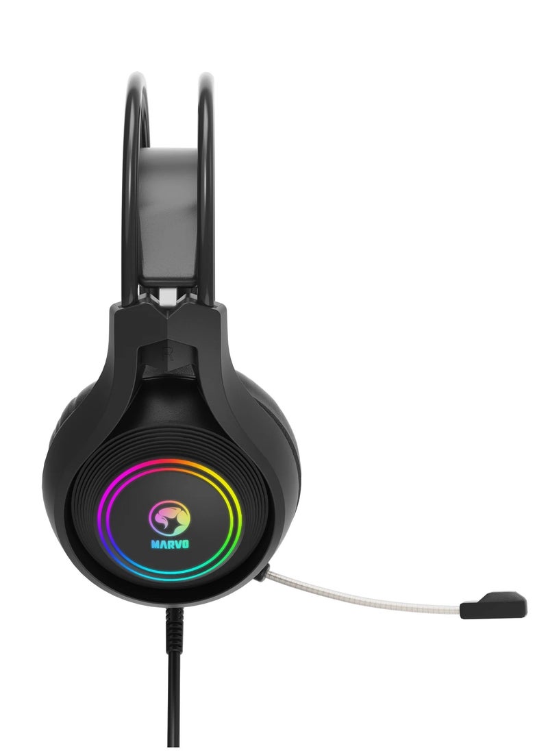 MARVO Wired Backlit  stereo Gaming Headset technology HG8921 Tactic 30 (RGB) ,  Lightweight Stereo Gaming Headsets with Mic - Black  - Image 3