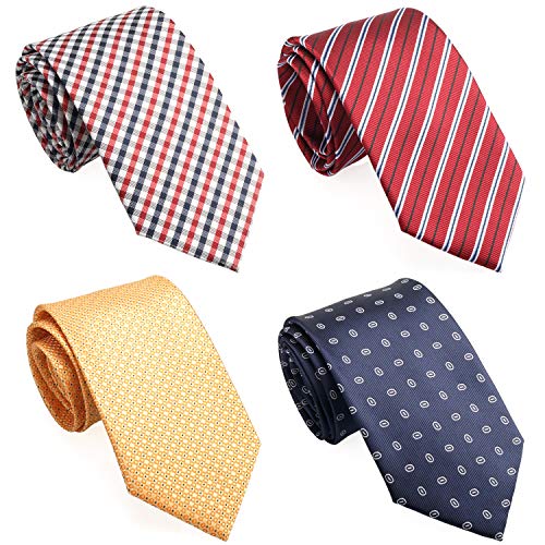 ZENXUS 70 inch XXL Long Neckties, Extra Long Ties for Big and Tall Men, Red, Navy, Golden Orange, 4-Pack - Image 1
