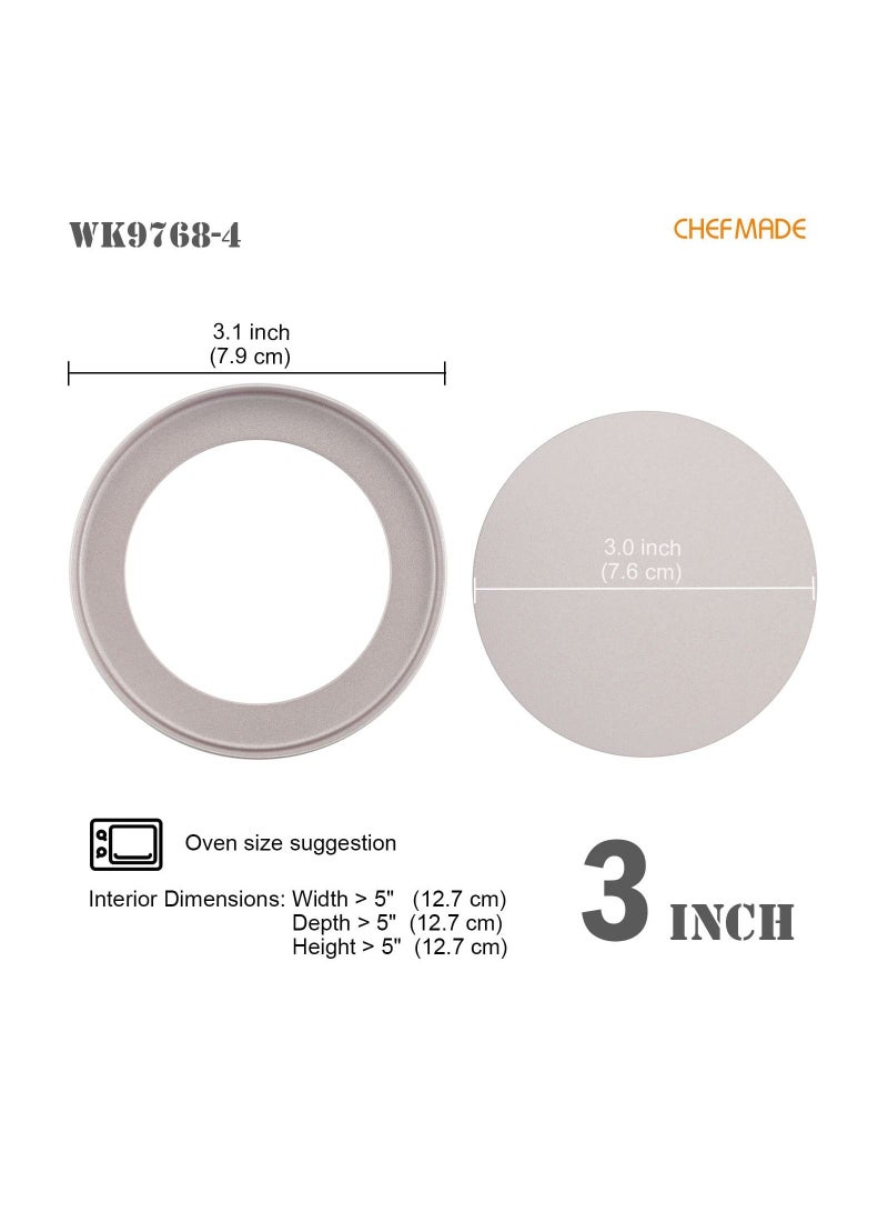 chefmade Round Tart Pan Non Stick 3 Inch 4Pcs - Image 2