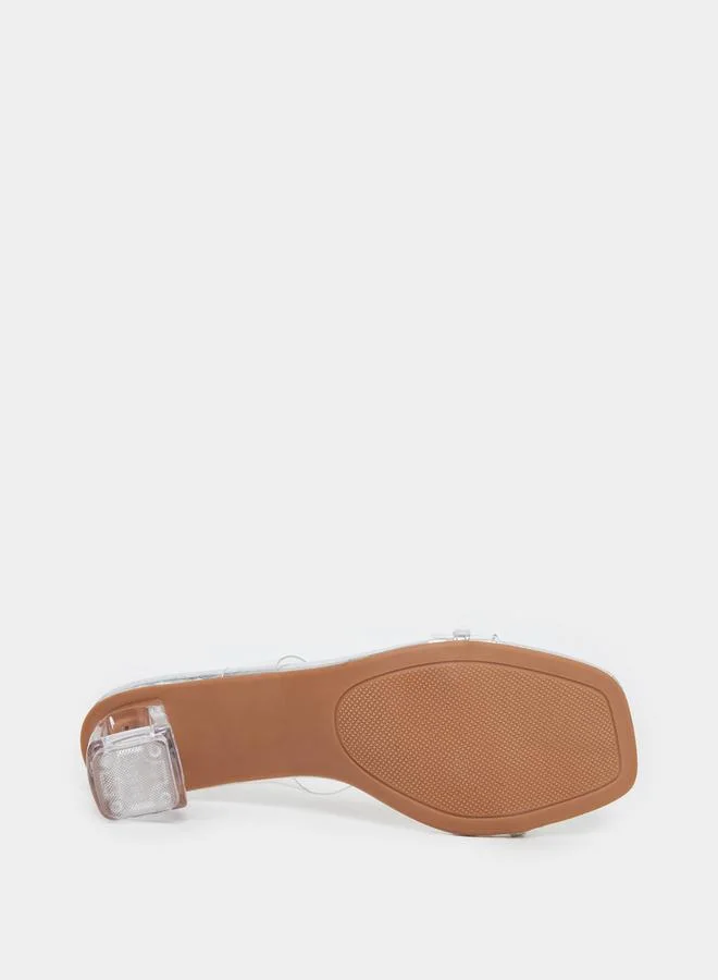 Take Two Take Two Transparent Strap Faux Pearl Block Heel Sandals