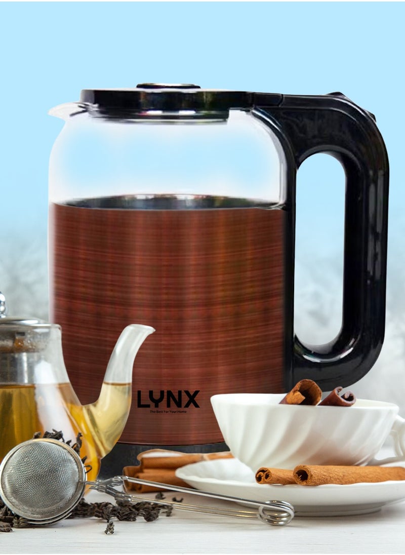 Premium Design Glass Body Electric Kettle, 1.7L Capacity, 1500W Power for Quick Boiling, Concealed Heating Element, Auto Shut-Off, Indicator Light, High-Quality Stainless Steel and Heat-Resistant Glass, Easy Water Level Monitoring, KT-2102