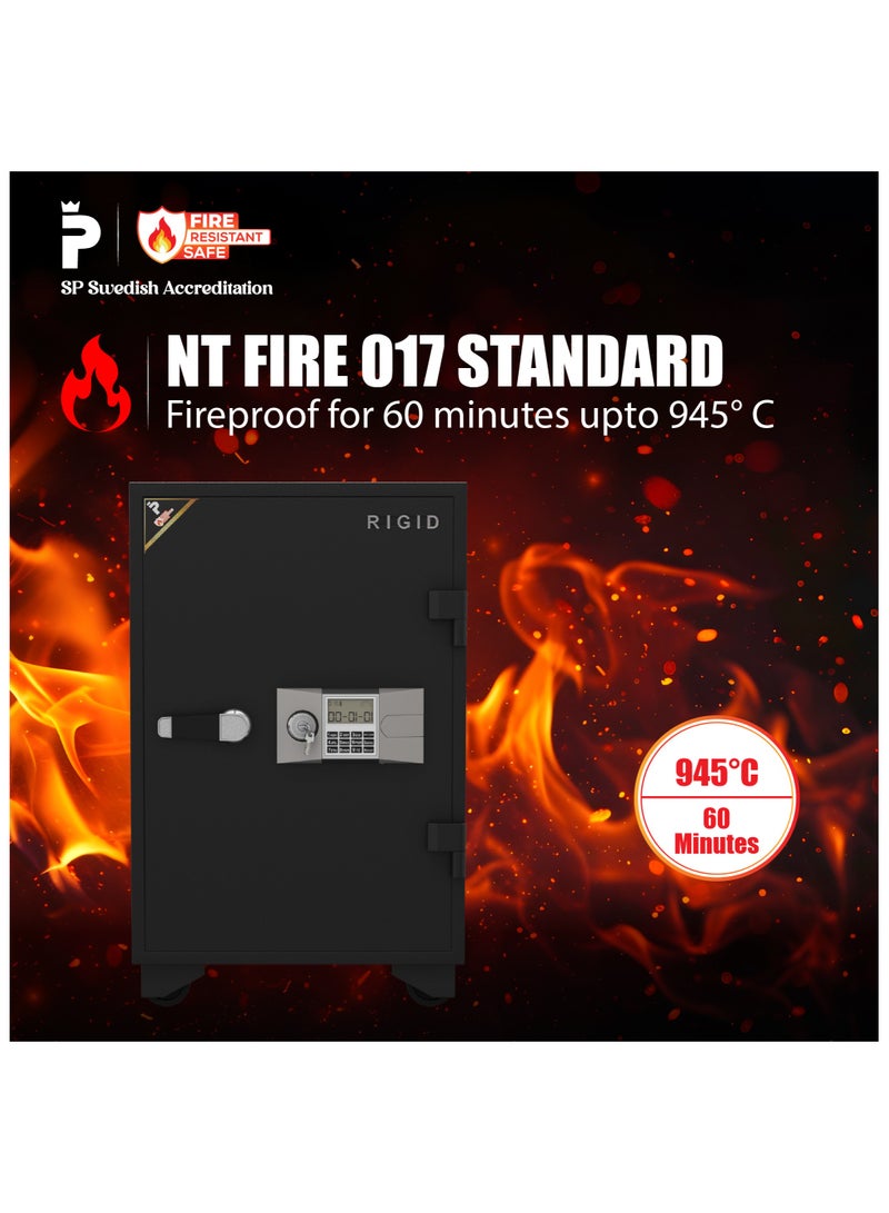RIGID Fire Resistant Steel Safe with Digital & Key Lock, 130Kg  - Image 2