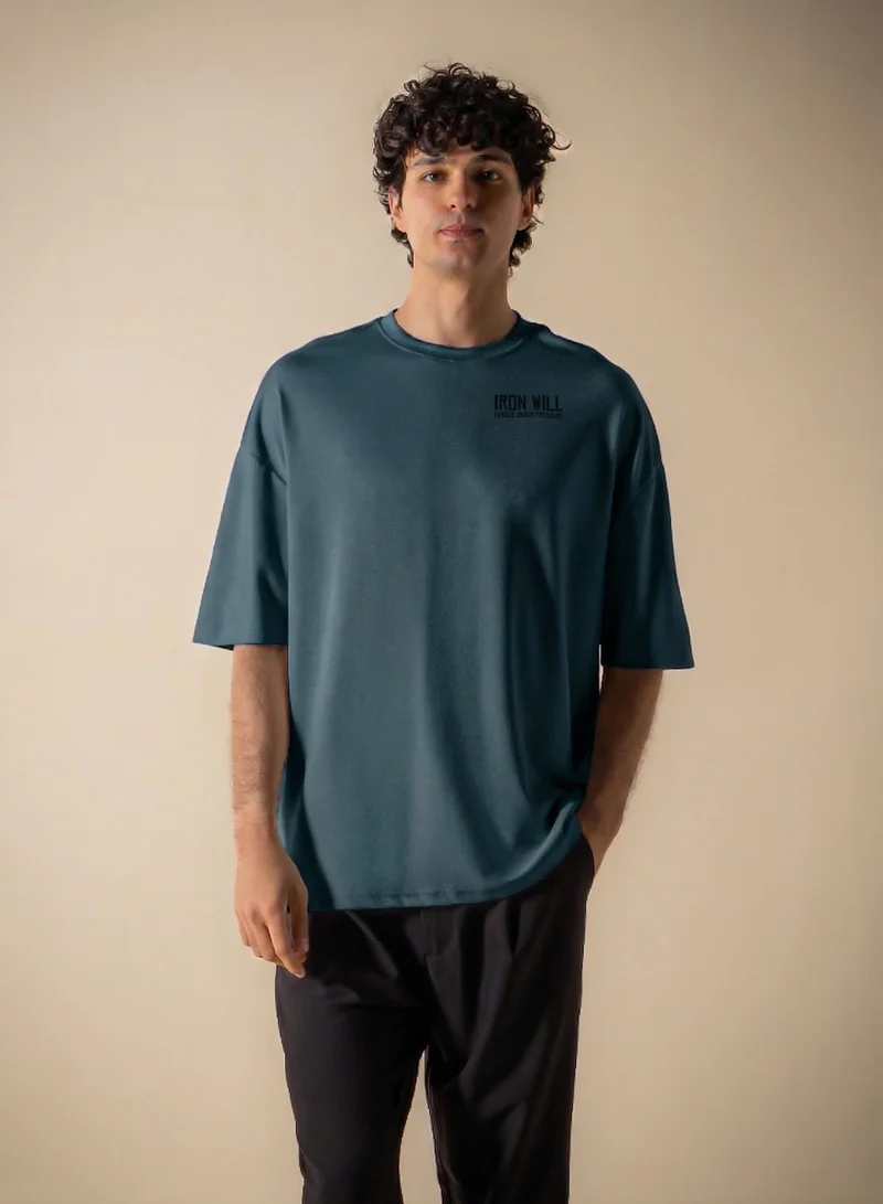 Shapes BLUE AIRSOFT CONTRAST PRINT T-SHIRT for Men | Best Price UAE