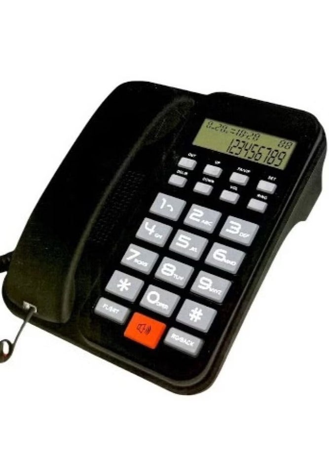 REFURA Large Button Corded Telephone, Wired Home Desktop Landline Phone with Caller ID, Handsfree Speakerphone, LED Screen, 2 Fast Dial Black RE-223 - Image 3