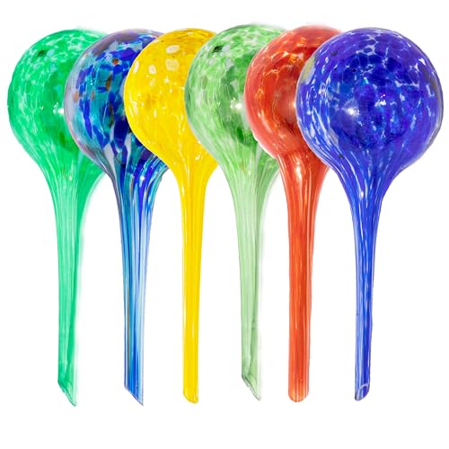 Reifier 6-Pack Plant Watering Globes - Self Watering Bulbs for Indoor & Outdoor Plants - Hand-Blown & Colorful Water Globes - Aqua Globes for Plants - Measures 6" L x 2.5" D - Image 1