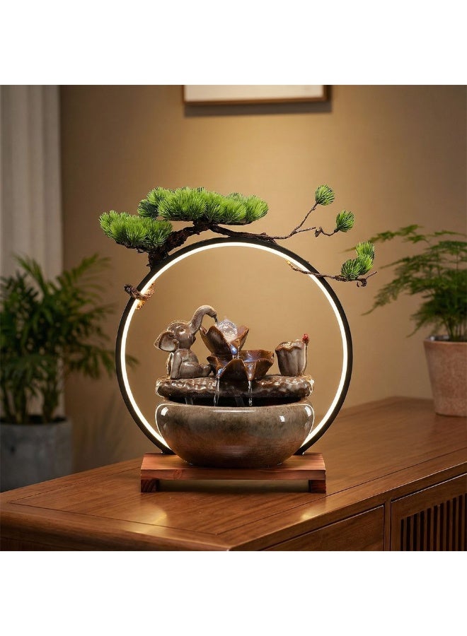 DANUBE HOME Stalaca Elephant Fountain LED 40x27x41cm Water Decor Home Indoor Relaxing - Image 1