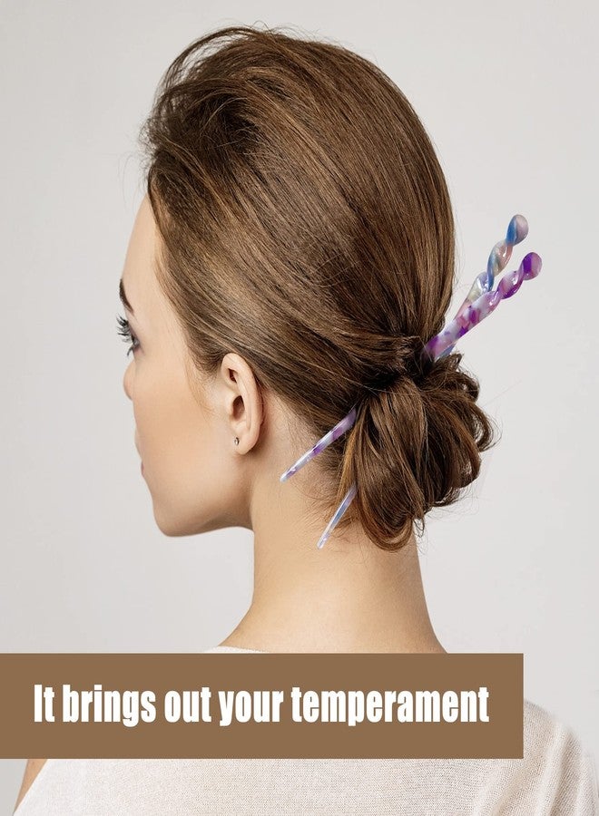 Consio 10 Pieces Acetate Hair Sticks, Women Styling Hair Vintage, Leopard Print Tortoise Shell Hairpin, Girls Chopsticks Hairpins, Disk Hair Sticks for Long Hair, Hair Accessories with Flannelette Bag - Image 4