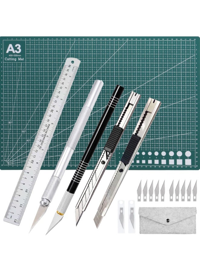 Self-Healing craft cutting mat, Rotary double sided cutting board with craft carving tool and ruler. A3 Cutting Mat for DIY Arts and Crafts, Sewing, Quilting and Scrapbooking projects.