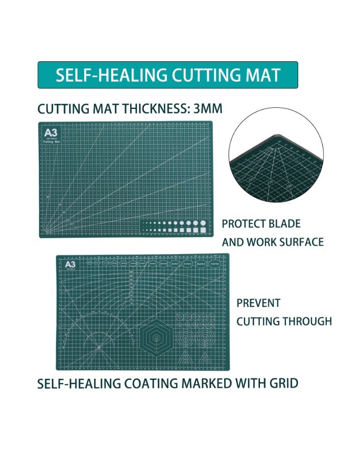kaiderine Self-Healing craft cutting mat, Rotary double sided cutting board with craft carving tool and ruler. A3 Cutting Mat for DIY Arts and Crafts, Sewing, Quilting and Scrapbooking projects. - Image 3