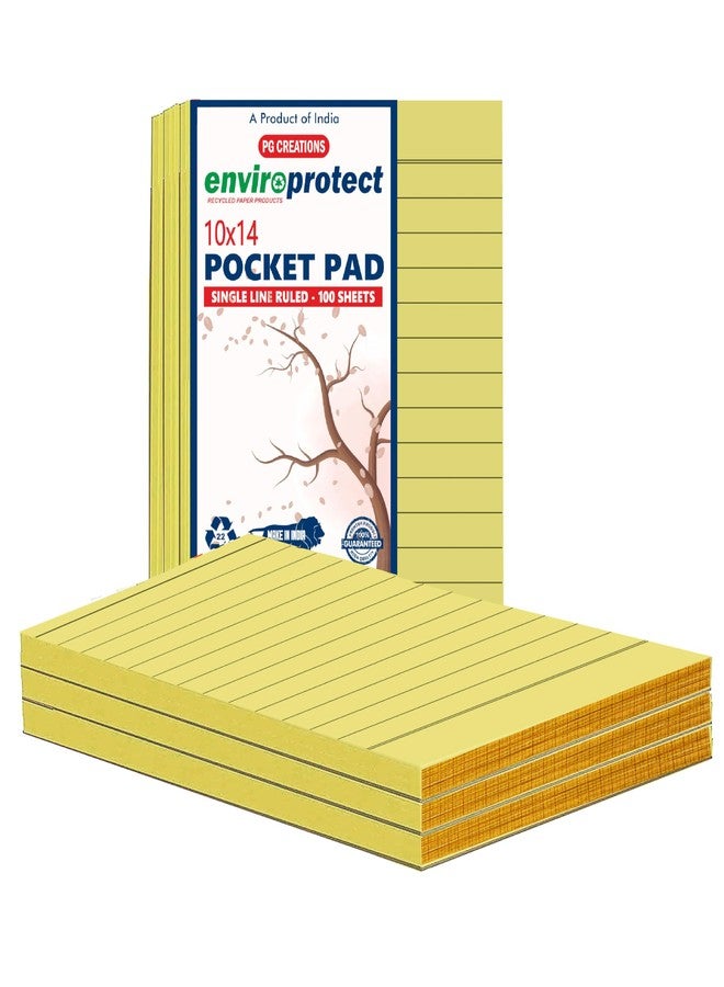 PG Creations Pocket Size, Pack of 3 Pads, Desk Writing Notepads, 100 Sheets per Pad, 70 Gsm Single Side Ruled Memo Jotter Pad for Office, Rough Work & Daily Tasks, 10x14 cm, Yellow & Gold - Image 1