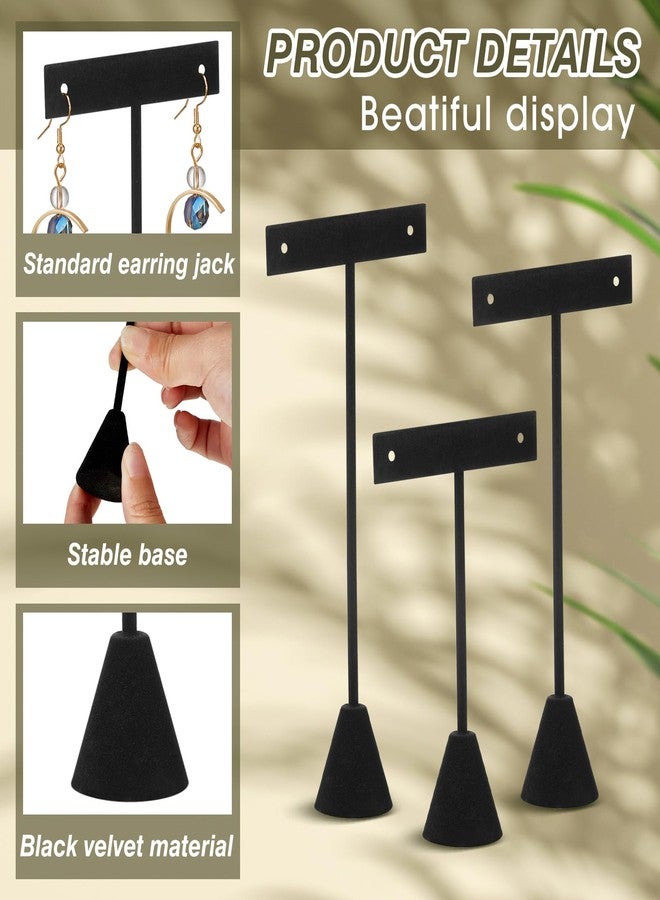 Marsui 12 Pcs Earring Display Set T Bar Earring Display Stand with 3 Heights Earrings Stand for Jewelry Vendors (Black) - Image 3