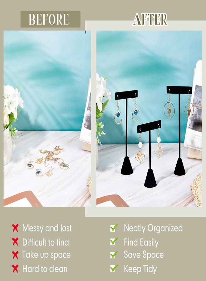 Marsui 12 Pcs Earring Display Set T Bar Earring Display Stand with 3 Heights Earrings Stand for Jewelry Vendors (Black) - Image 5