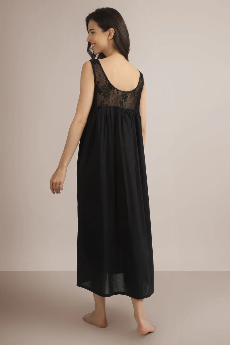 After Dark Maria, Black Cotton Nightdress