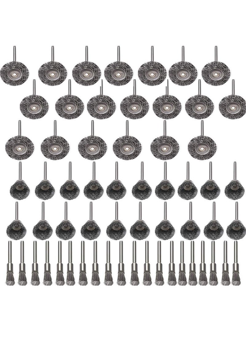 Rocaris 60 Pcs Wire Brushes Set, Rocaris Steel Wire Wheels Pen Brushes Set Kit Accessories for Rotary Tool  - Image 1