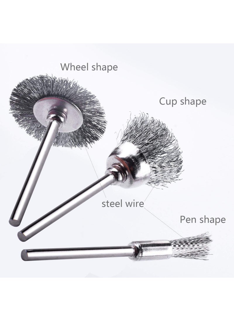 Rocaris 60 Pcs Wire Brushes Set, Rocaris Steel Wire Wheels Pen Brushes Set Kit Accessories for Rotary Tool  - Image 4
