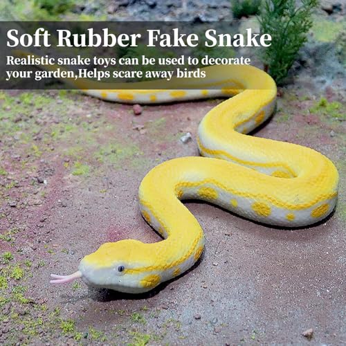 Hsxfl Realistic Fake Snakes Toy Soft Rubber Snake Realistic Keep Birds and Squirrels Away Python Toys for Garden Gift April Fools Day Party Favors or Halloween Decoration Props - Image 5