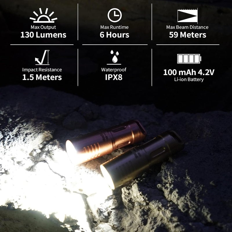 MecArmy X3S Copper/Brass Handheld Mini Keychain EDC Flashlight with Micro USB Charging - Image 2