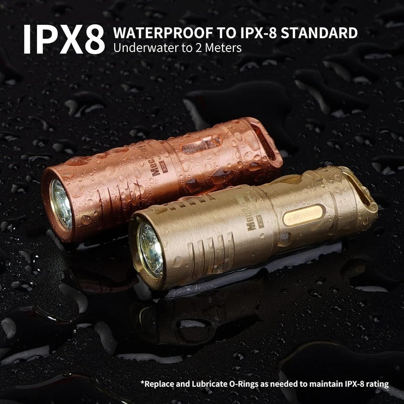 MecArmy X3S Copper/Brass Handheld Mini Keychain EDC Flashlight with Micro USB Charging - Image 3